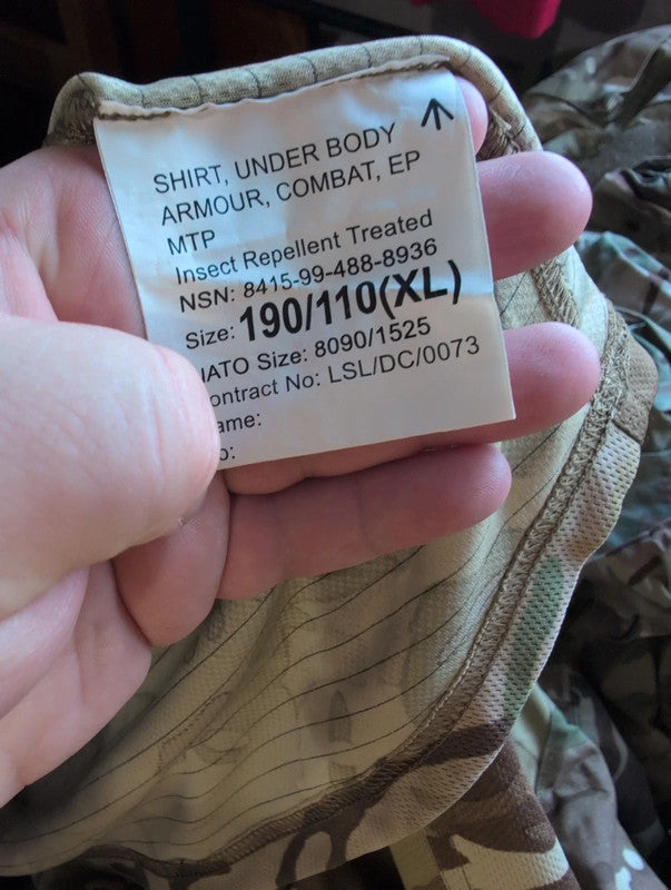 British army combat underbody armour shirt xl