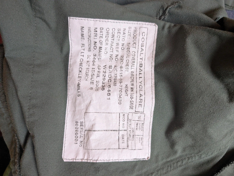 RAF flight crew coverall size large